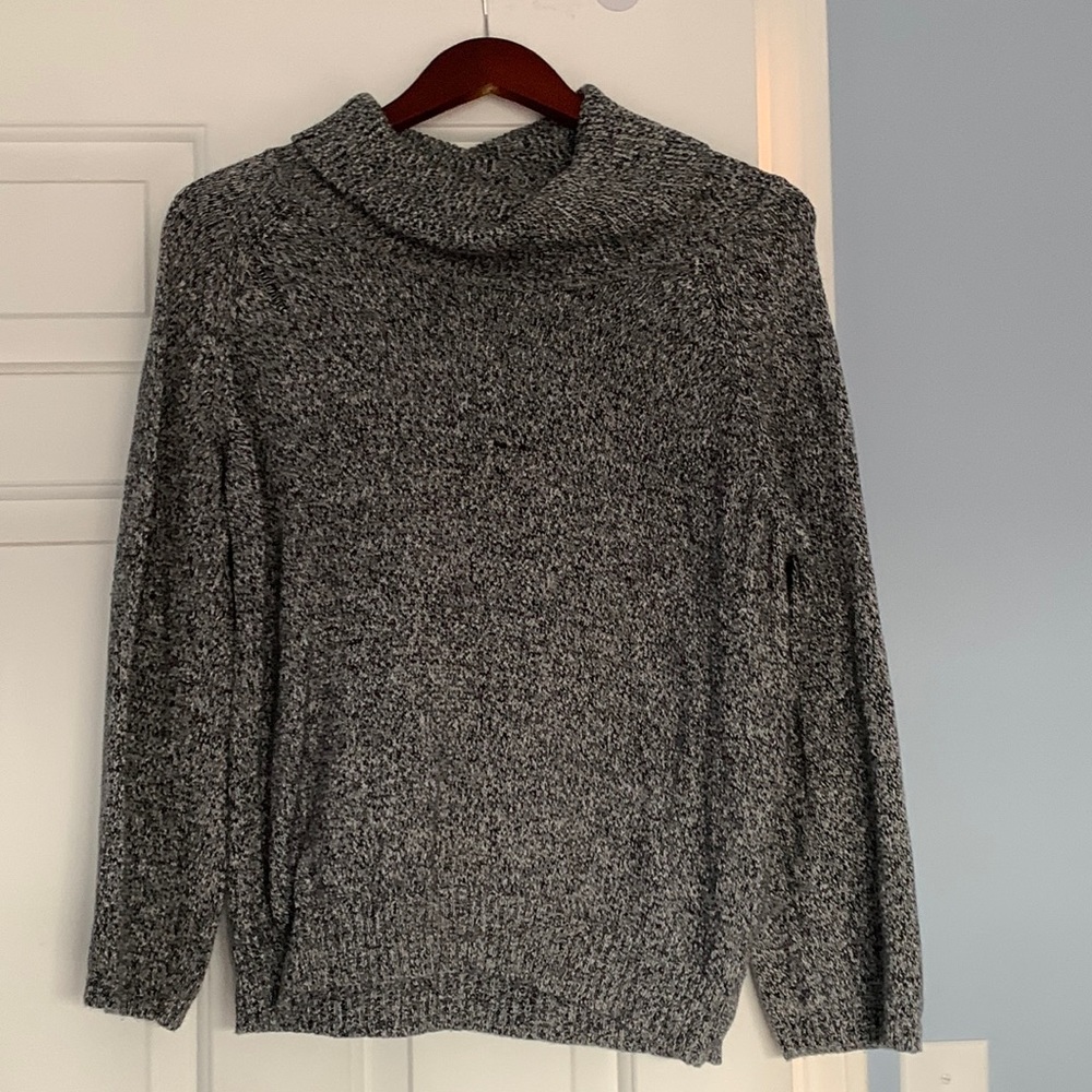 Black and White Turtleneck Sweater